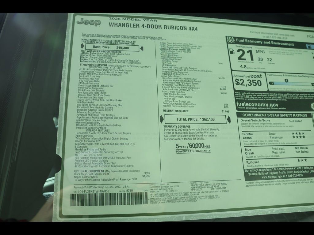 New 2026 Jeep Wrangler Unlimited Rubicon w/ Safety Group image 27