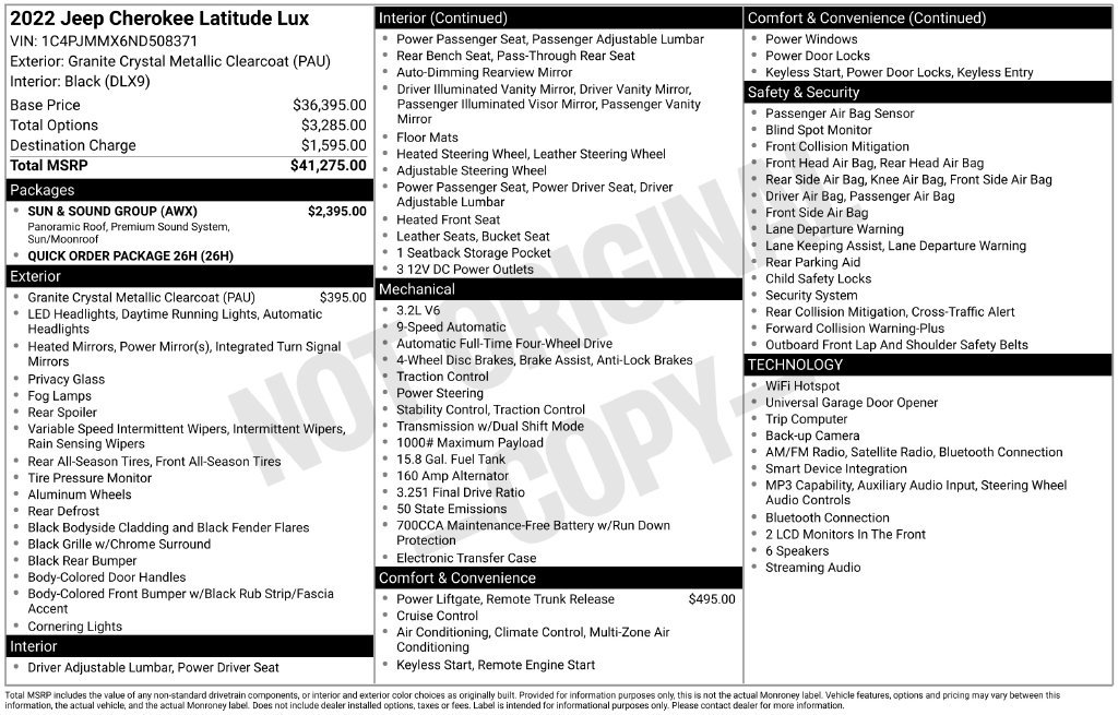 Used 2022 Jeep Cherokee Latitude Lux w/ Sun & Sound Group AWD/4WD image 39