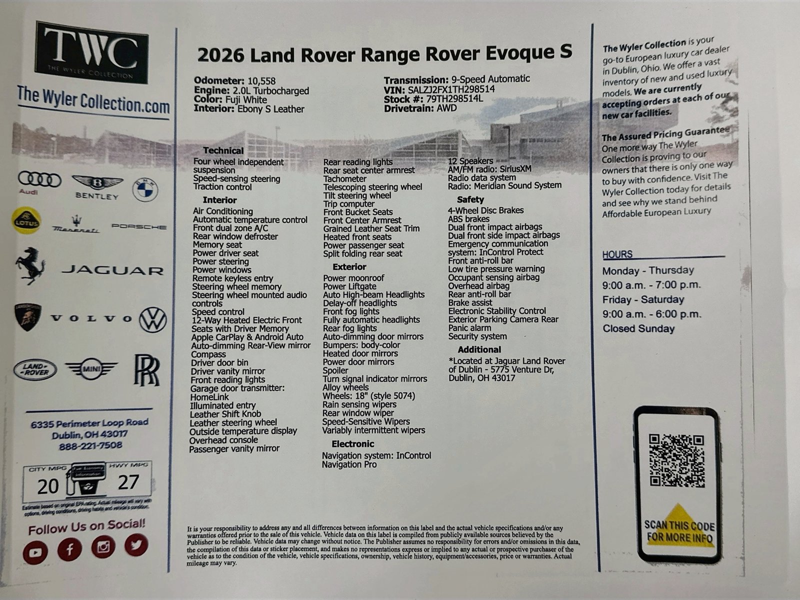 Used 2026 Land Rover Range Rover Evoque S AWD/4WD image 46