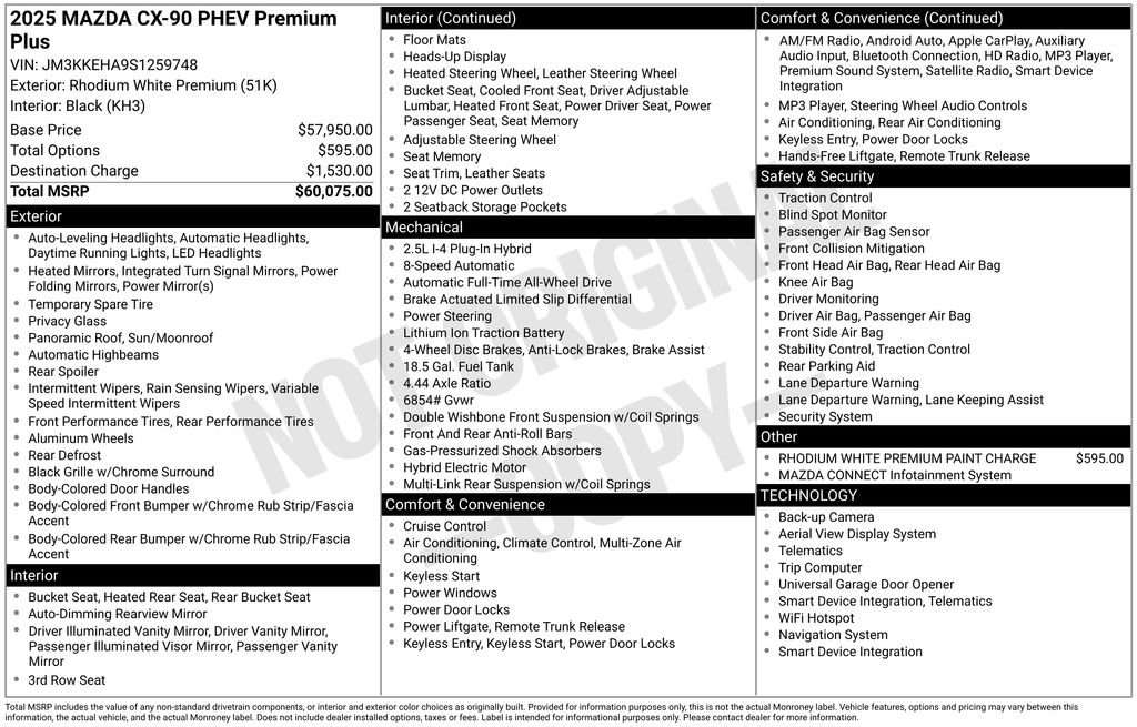 New 2025 MAZDA CX-90 Plug-In Hybrid w/ Premium Plus image 6