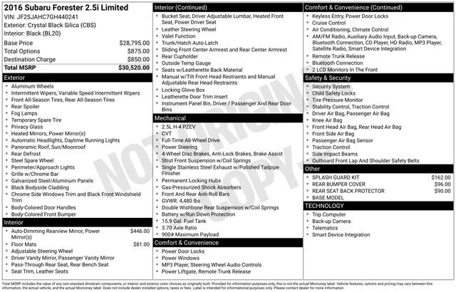 Used 2016 Subaru Forester 2.5i Limited image 35