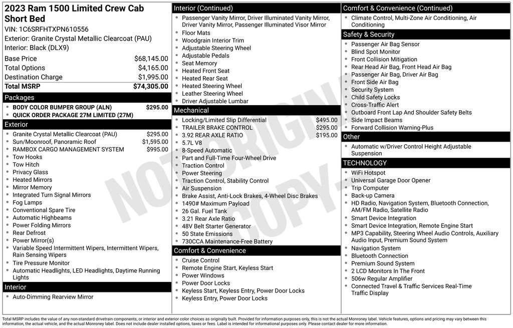 Used 2023 RAM 1500 Limited w/ Body Color Bumper Group AWD/4WD image 6
