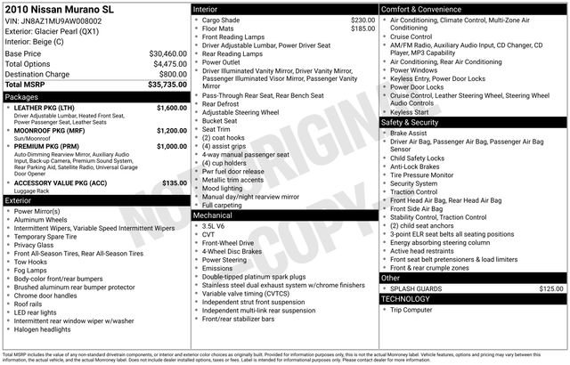 Used 2010 Nissan Murano SL w/ Leather Pkg image 15