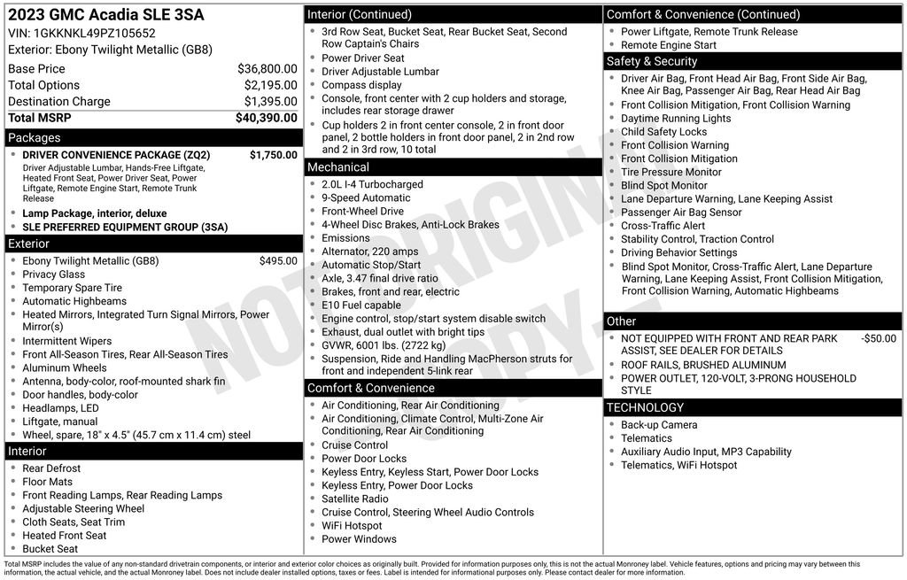 Used 2023 GMC Acadia SLE w/ Driver Convenience Package FWD image 4