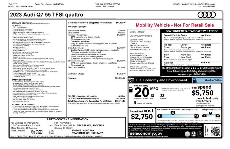 Used 2023 Audi Q7 3.0T Premium Plus w/ Premium Plus Package AWD/4WD image 2