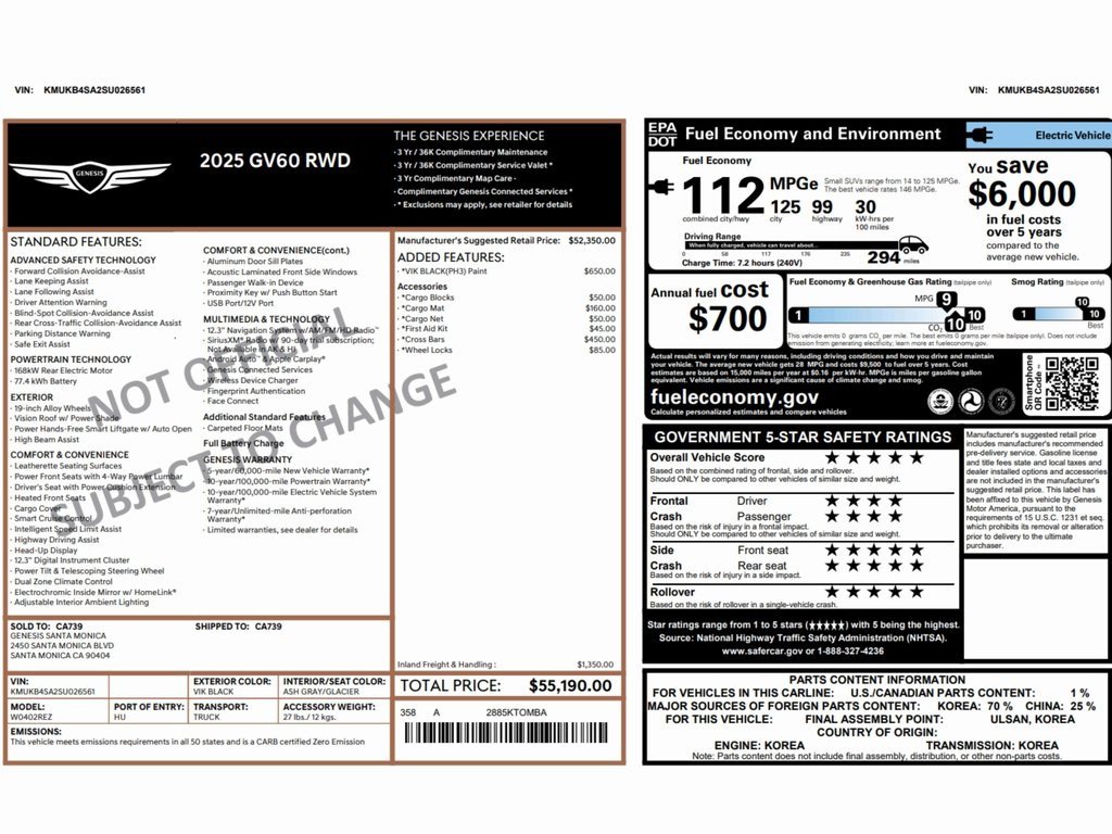Used 2025 Genesis GV60 RWD image 2