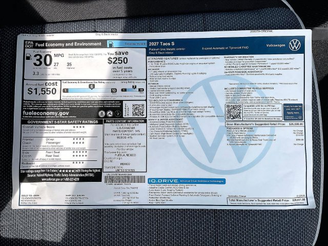 New 2027 Volkswagen Taos S FWD image 12
