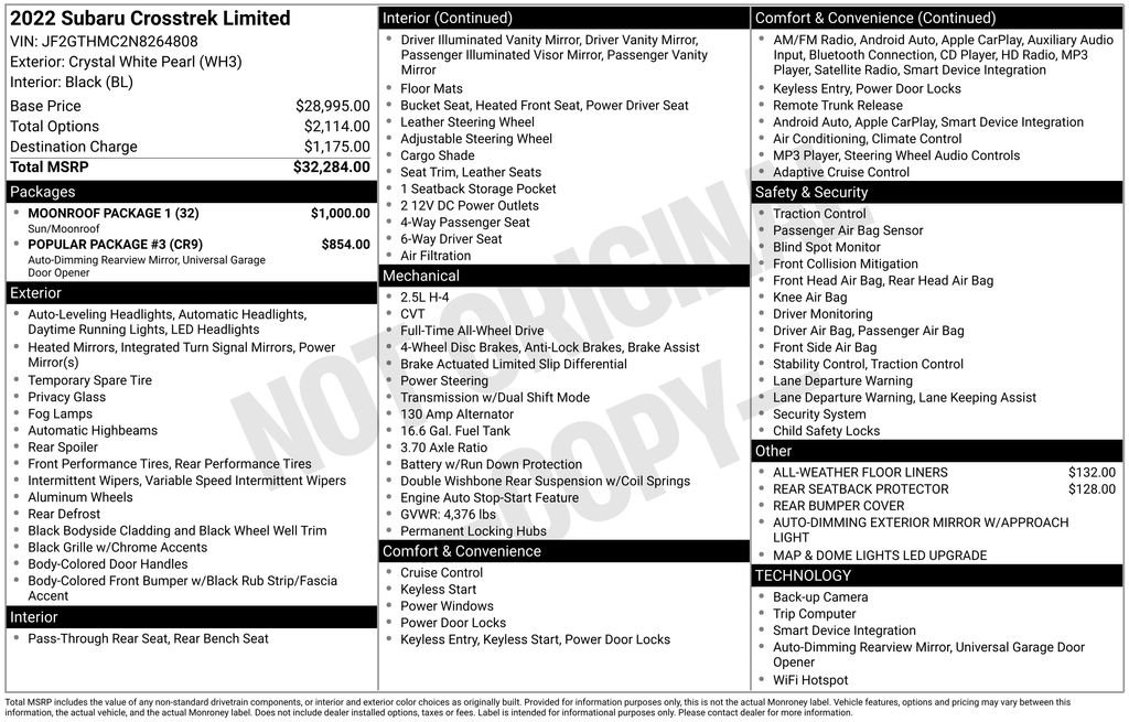 Used 2022 Subaru Crosstrek 2.5i Limited w/ Moonroof Package 1 image 43