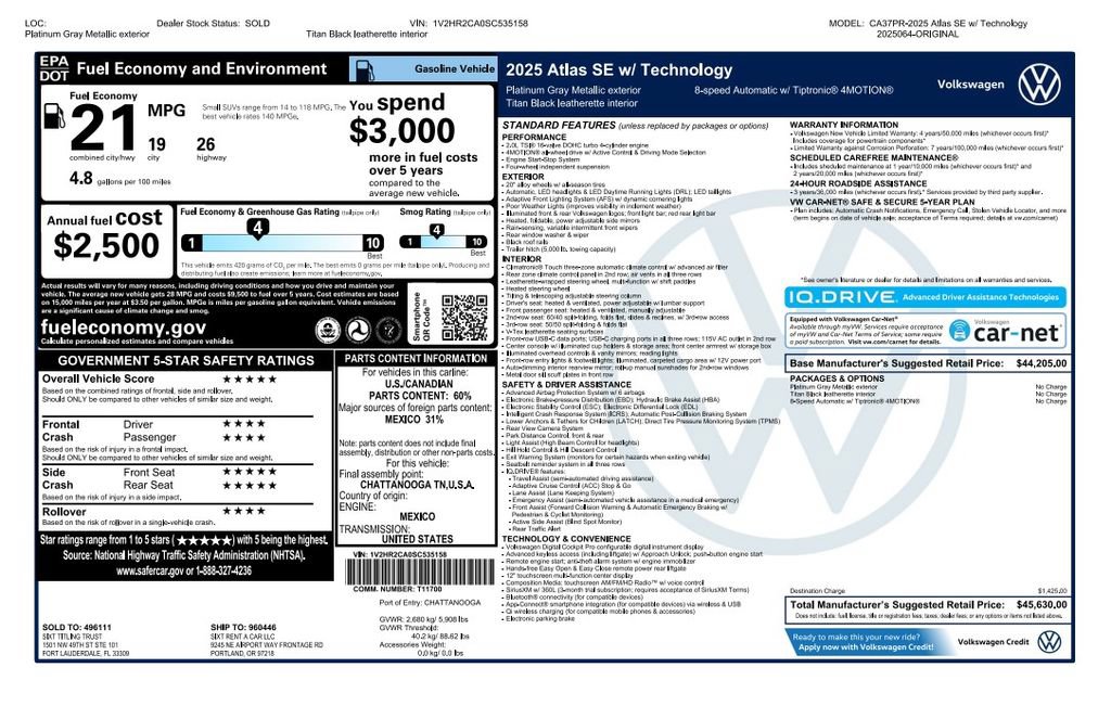 Used 2025 Volkswagen Atlas SE AWD/4WD image 4