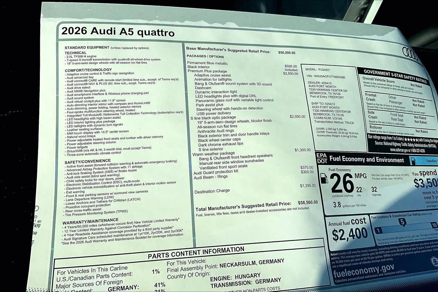New 2026 Audi A5 Premium Plus w/ Premium Plus Package AWD/4WD image 19