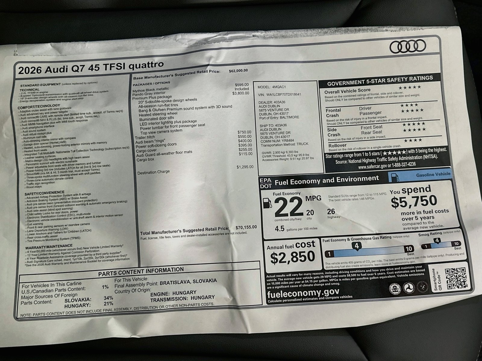 New 2026 Audi Q7 2.0T Premium Plus AWD/4WD image 49
