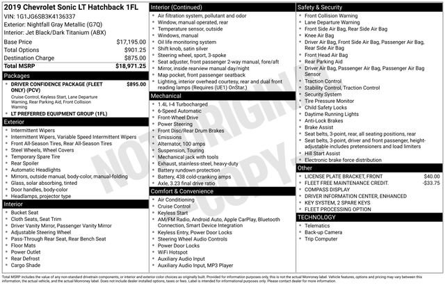 Used 2019 Chevrolet Sonic LT FWD image 23