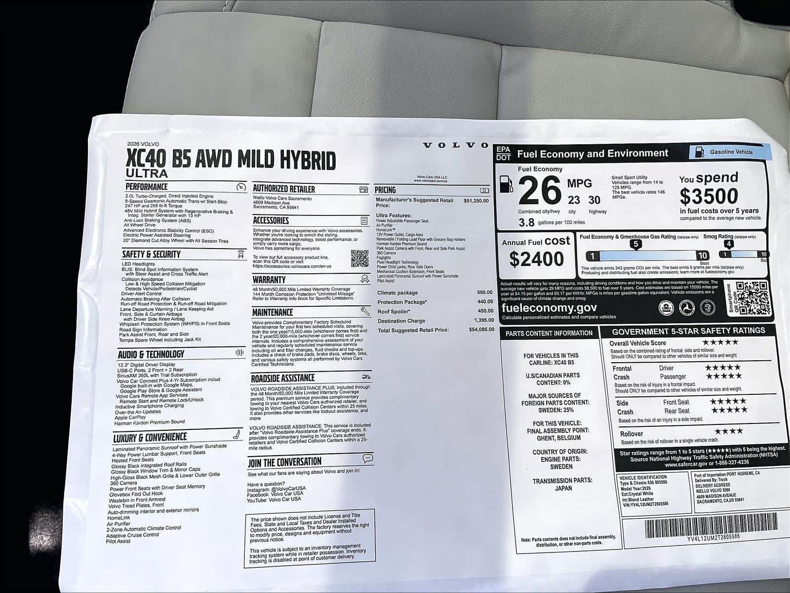 New 2026 Volvo XC40 B5 Ultra w/ Climate Package AWD/4WD image 35