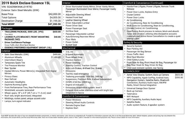 Used 2019 Buick Enclave Essence w/ Trailering Package, 5000 lbs. FWD image 25