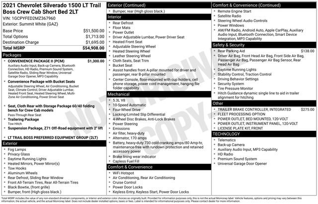 Used 2021 Chevrolet Silverado 1500 LT Trail Boss w/ Convenience Package II AWD/4WD image 34