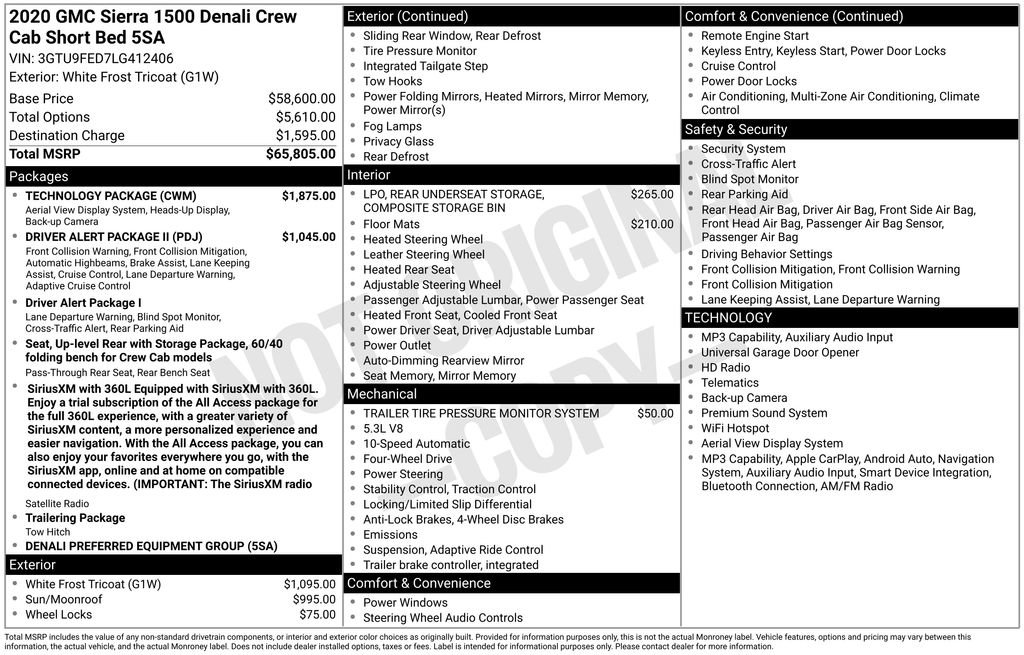 Used 2020 GMC Sierra 1500 Denali w/ Technology Package AWD/4WD image 2