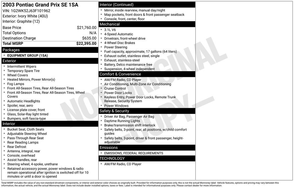 Used 2003 Pontiac Grand Prix SE image 13