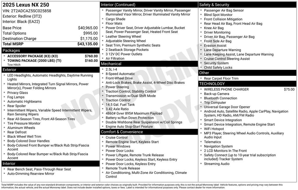 Used 2025 Lexus NX 250 FWD w/ Accessory Package (K3) image 23