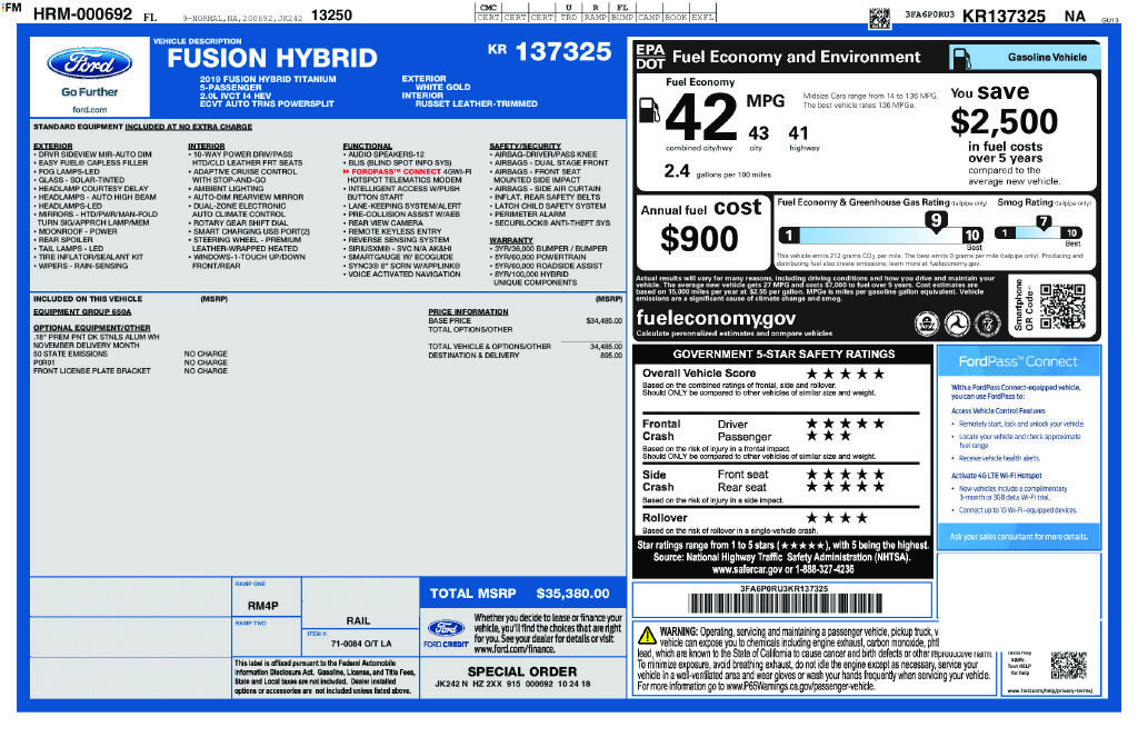 Certified 2019 Ford Fusion Titanium FWD image 5
