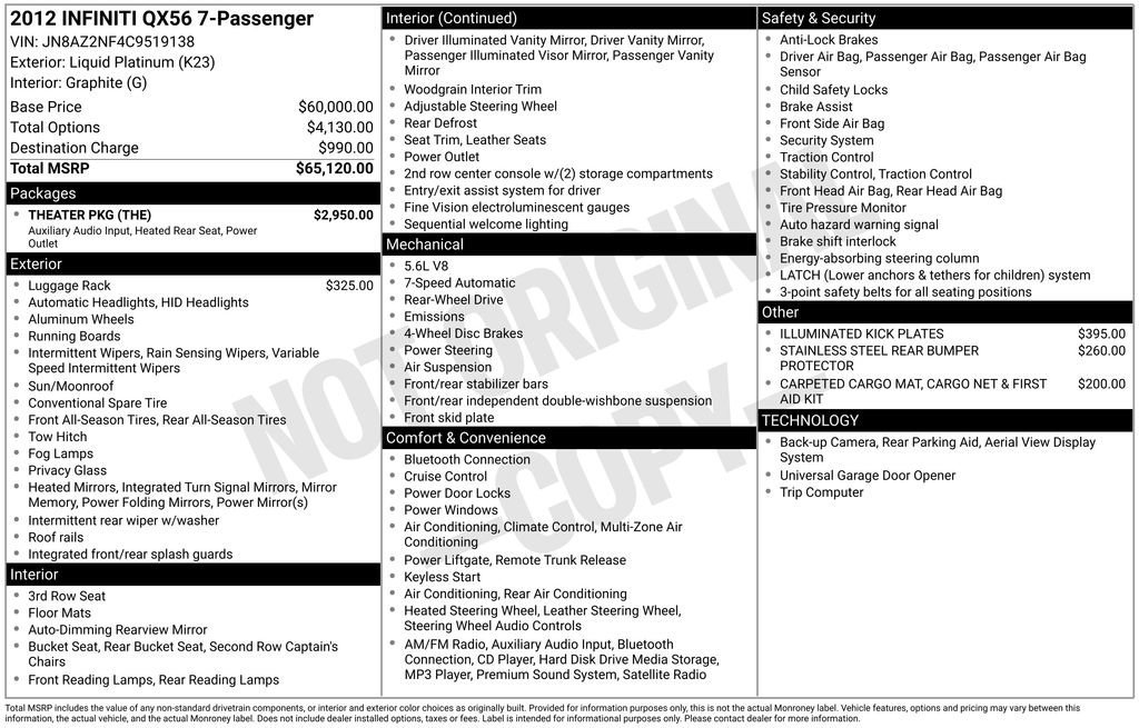 Used 2012 INFINITI QX56 2WD w/ Theater Pkg image 45