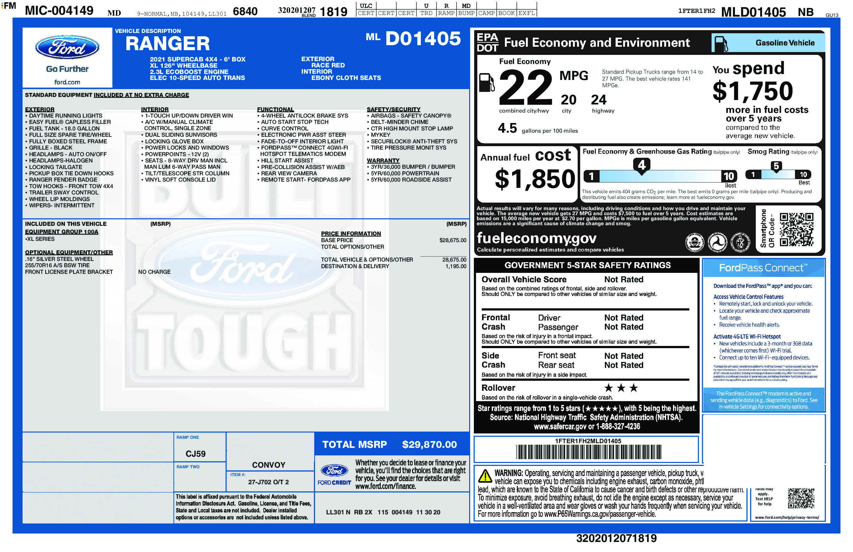 Used 2021 Ford Ranger XL AWD/4WD image 2