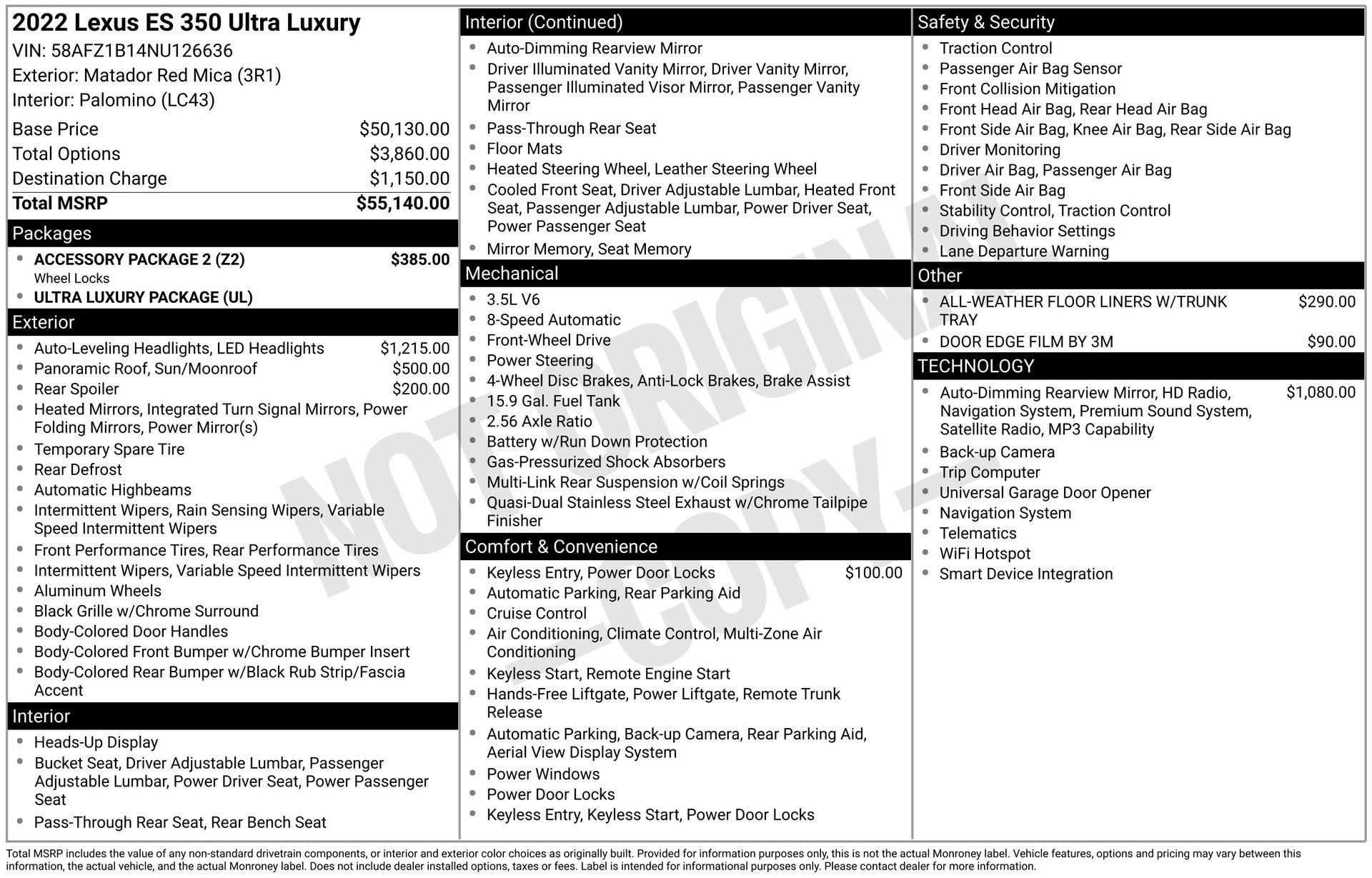 Used 2022 Lexus ES 350 Ultra Luxury w/ Accessory Package 2 image 43