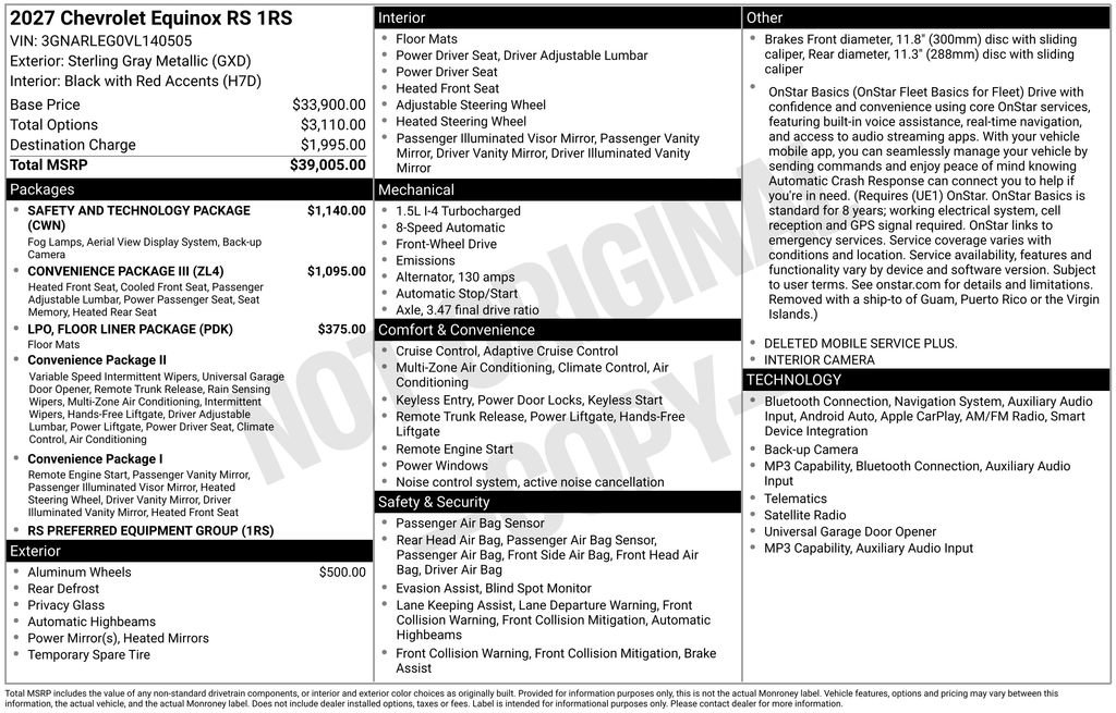 New 2027 Chevrolet Equinox RS w/ Safety and Technology Package FWD image 4