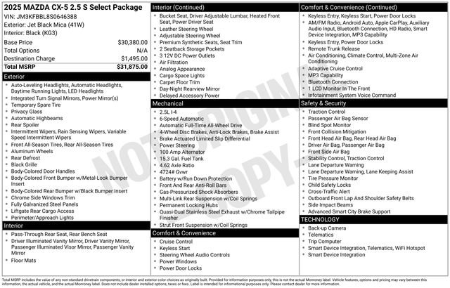 Used 2025 MAZDA CX-5 AWD 2.5 S w/ Select Package image 4