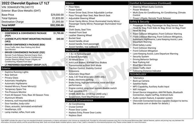 Used 2022 Chevrolet Equinox LT AWD/4WD image 16