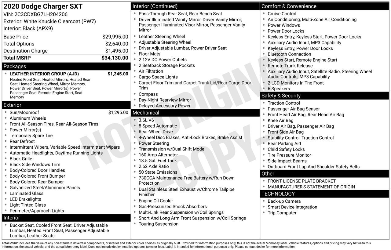 Used 2020 Dodge Charger SXT w/ Leather Interior Group image 37