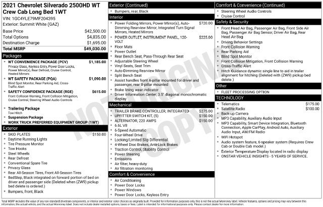 Used 2021 Chevrolet Silverado 2500 W/T w/ WT Convenience Package AWD/4WD image 30