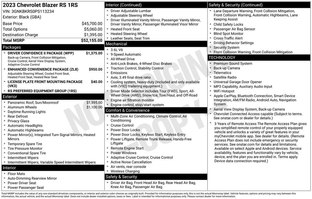 Certified 2023 Chevrolet Blazer RS w/ Driver Confidence II Package AWD/4WD image 36