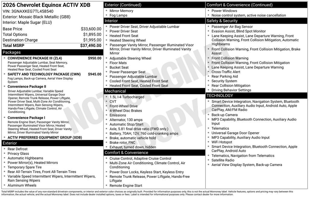 New 2026 Chevrolet Equinox ACTIV w/ Convenience Package III FWD image 43