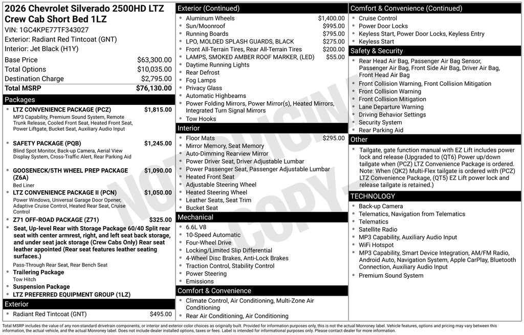 New 2026 Chevrolet Silverado 2500 LTZ w/ LTZ Convenience Package AWD/4WD image 27