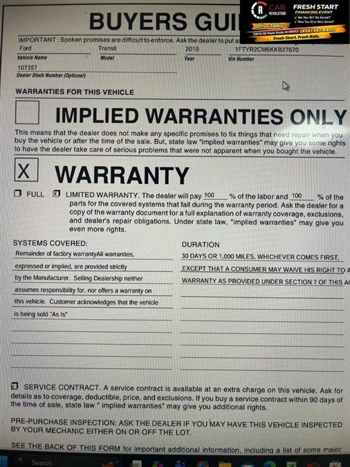 Used 2019 Ford Transit 250 T-250 MED ROOF 148 image 15