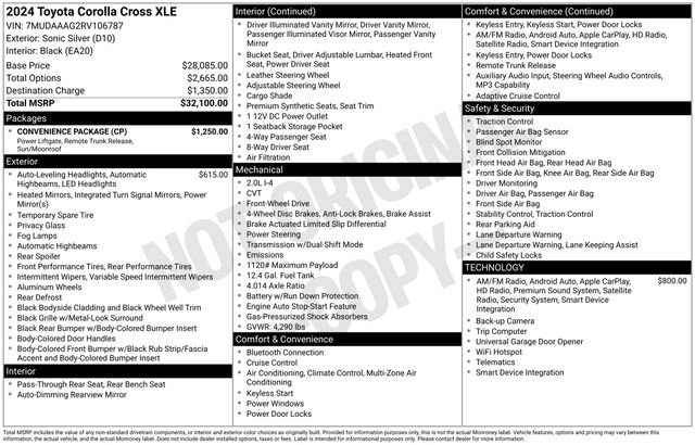 Used 2024 Toyota Corolla Cross XLE w/ Convenience Package FWD image 30
