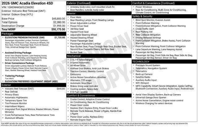 Certified 2026 GMC Acadia Elevation w/ Elevation Premium Package AWD/4WD image 41