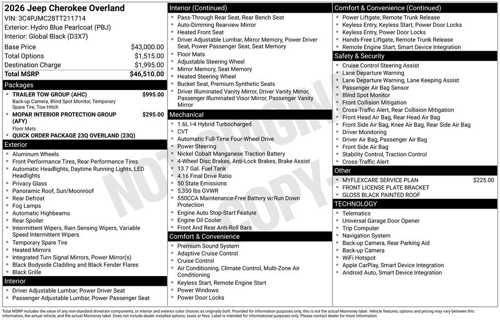 New 2026 Jeep Cherokee Overland w/ Trailer Tow Group AWD/4WD image 6