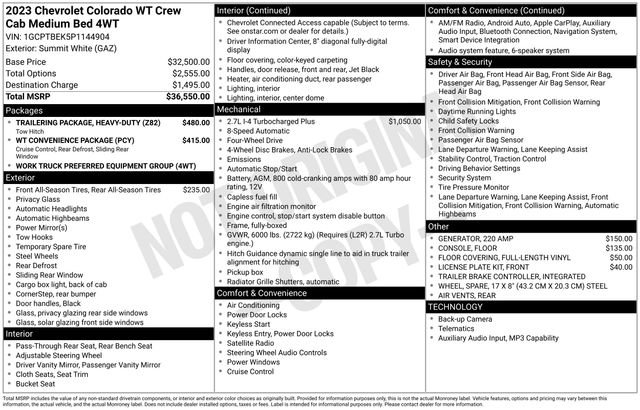 Used 2023 Chevrolet Colorado W/T AWD/4WD image 30