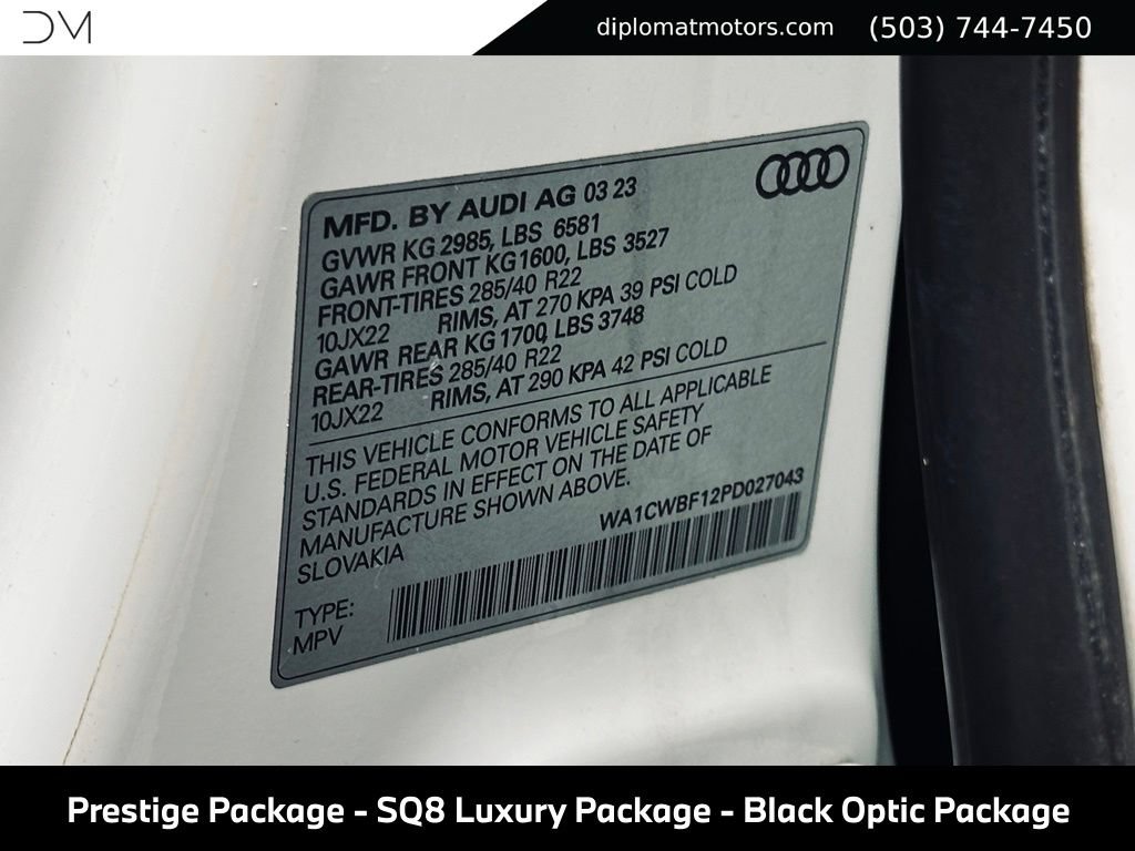 Used 2023 Audi SQ8 Prestige w/ Prestige Package AWD/4WD image 52