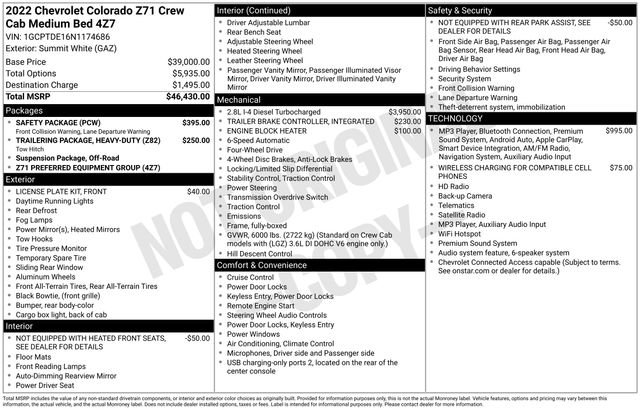 Used 2022 Chevrolet Colorado Z71 w/ Safety Package AWD/4WD image 36