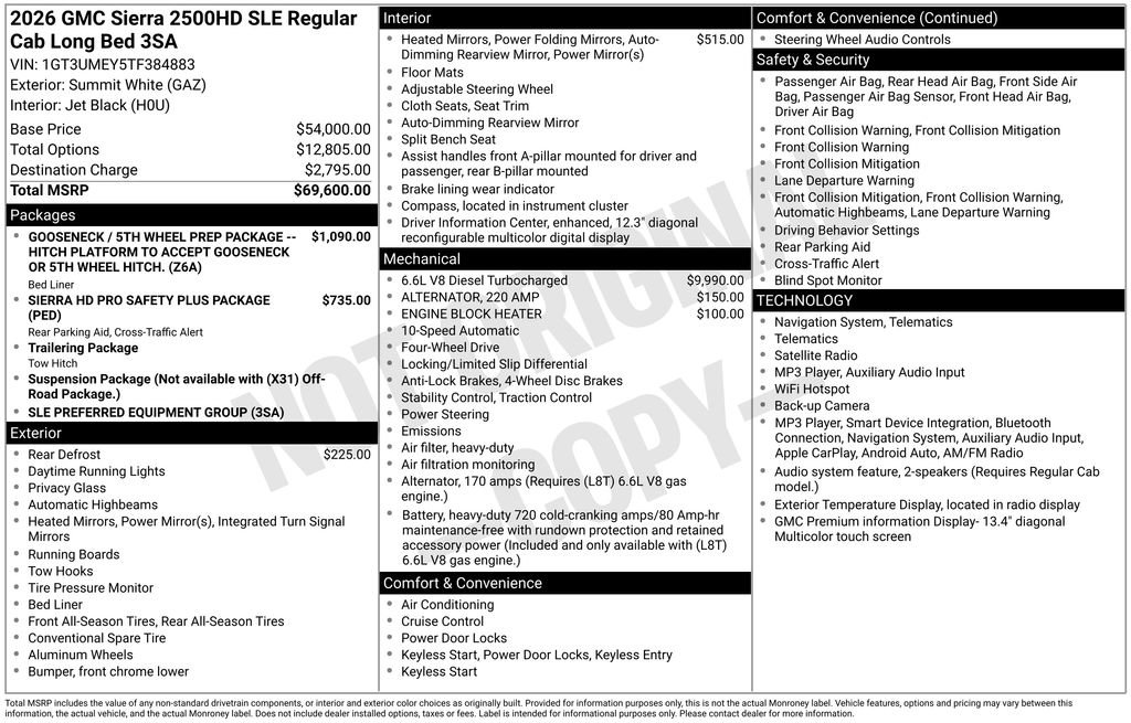 New 2026 GMC Sierra 2500 SLE AWD/4WD image 5