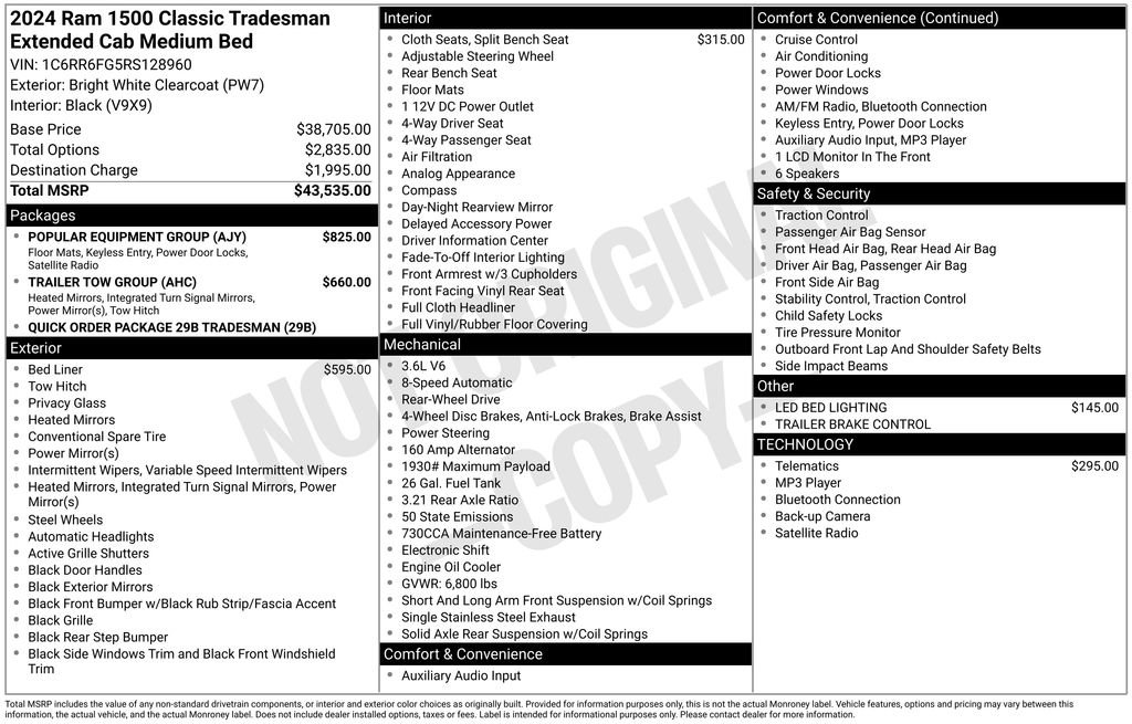 Used 2024 RAM 1500 Tradesman w/ Popular Equipment Group image 6