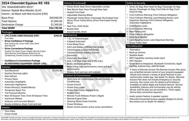 Used 2024 Chevrolet Equinox RS w/ LPO, Floor Liner Package FWD image 6