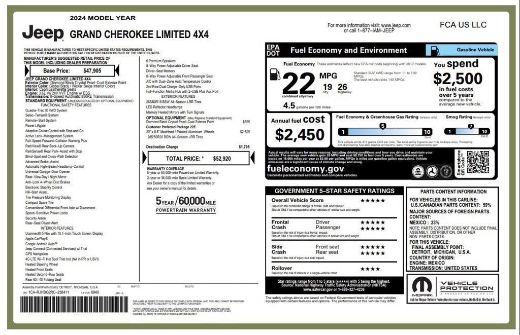 Certified 2024 Jeep Grand Cherokee Limited AWD/4WD image 4