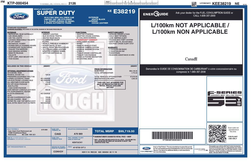 Certified 2019 Ford F350 Limited w/ FX4 Off-Road Package AWD/4WD image 24