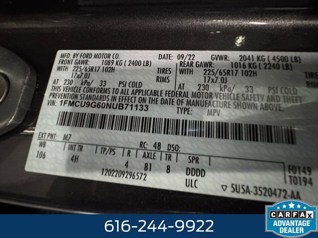 Used 2022 Ford Escape SE w/ Cold Weather Package AWD/4WD image 26