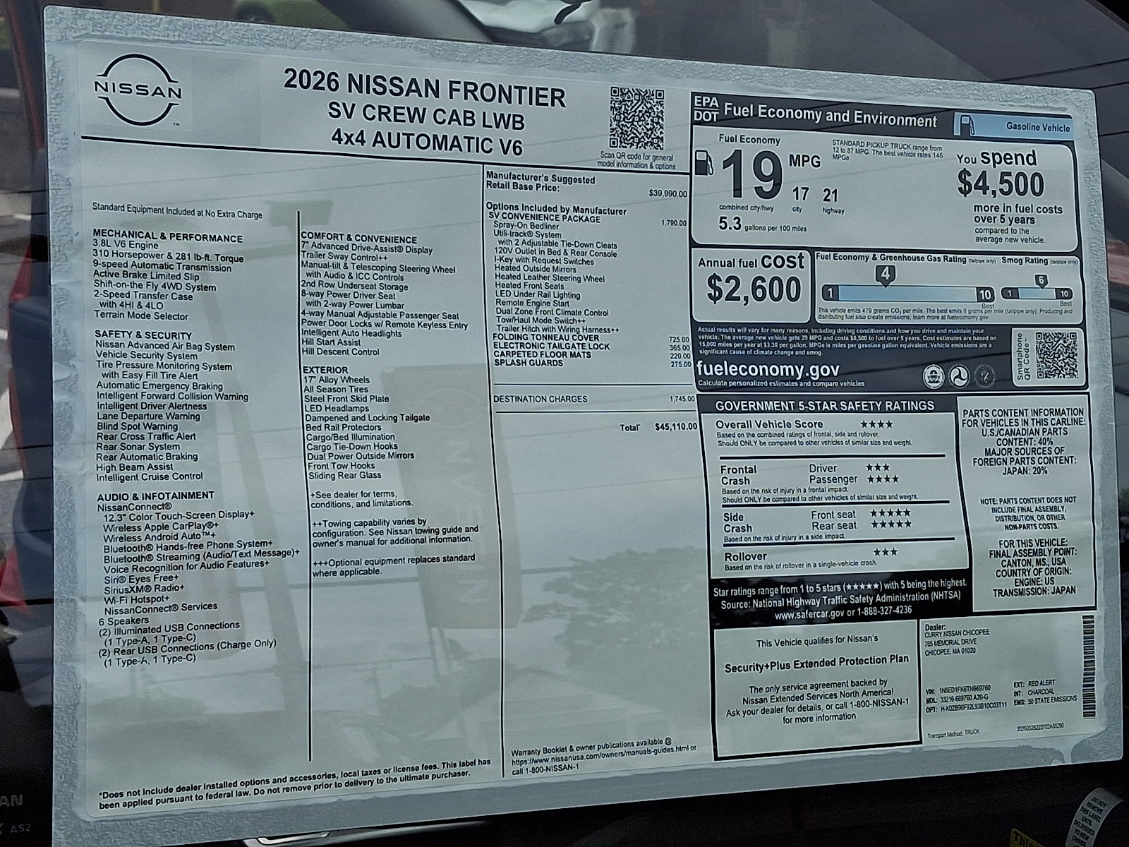 New 2026 Nissan Frontier SV w/ SV Convenience Package AWD/4WD image 20
