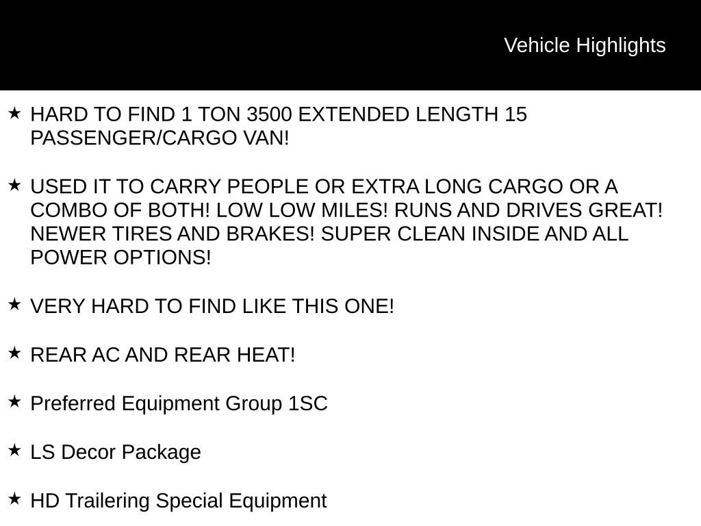 Used 2000 Chevrolet Express 3500 Extended Passenger w/ LS Preferred Equipment Group RWD image 5