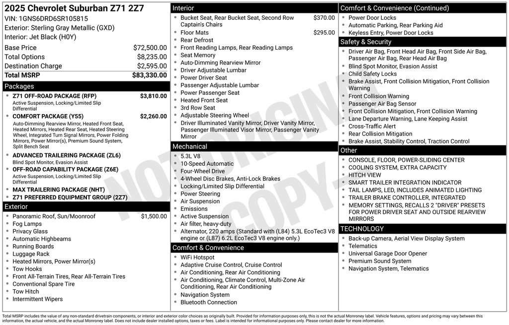 Used 2025 Chevrolet Suburban Z71 w/ Z71 Off-Road Package image 3